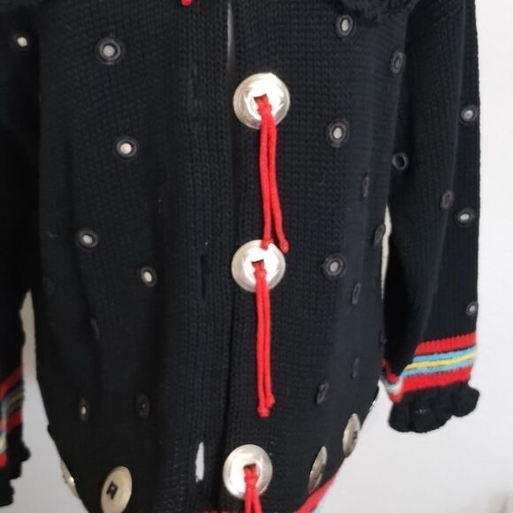 Martha Abraham size large knit sweater cardigan southwestern with collar - Picture 3 of 11